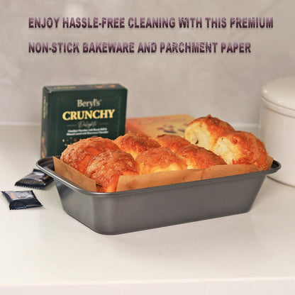 2 PCS Nonstick Loaf Pan Set, 9 X 5 Inch Carbon Steel Rectangle Bakeware with 100 Unbleached Parchment Liners for Baking Toast, Cakes, Banana Breads, Gray5