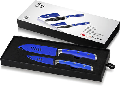 S+ Series 1022124 German Steel Forged 2-Piece Titanium Coated Santoku Starter Knife Set with Sheaths, Atlantic Blue8