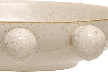 9.75 Inches Stoneware Bowl with Orbs and Reactive Glaze, Cream4