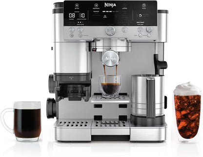 Ninja Luxe Café Premier 3-In-1 Espresso Machine, Drip Coffee, & Cold Brew | Built-In Grinder, Hands-Free Milk Frother, and Assisted Tamper for Cappuccinos & Lattes, Stainless Steel, ES6011
