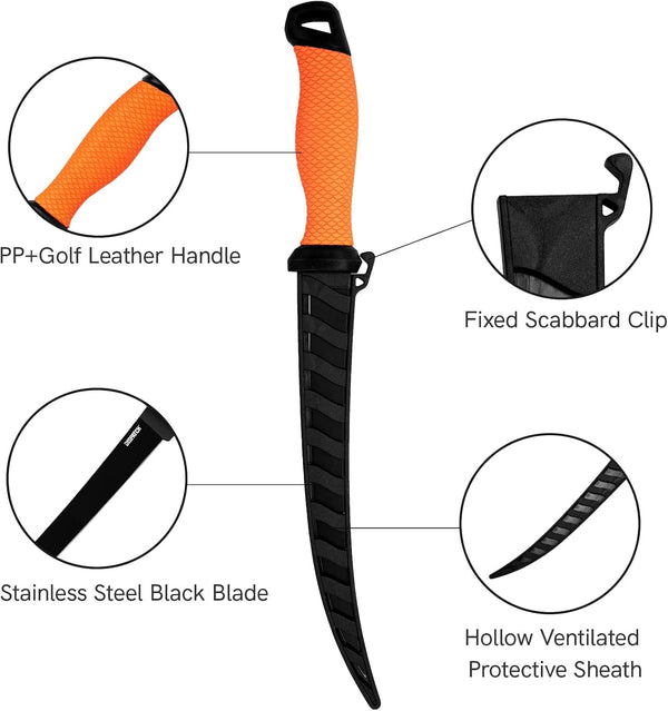 Salmon Fillet Knife 8.9 Inch - Razor Sharp Flexible Blade for Fish & Meat, PP Golf Grip Handle with Protective Sheath4
