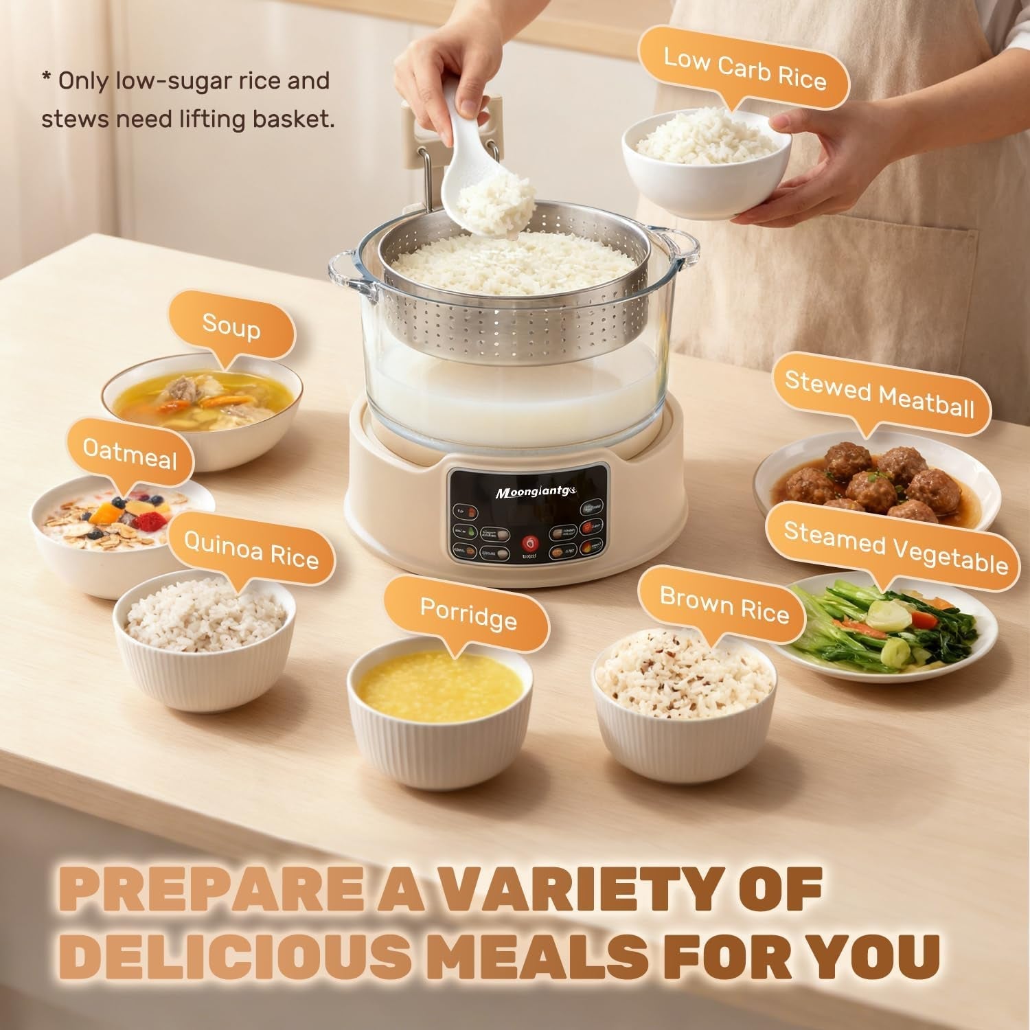 low-carb-rice-cooker-3l-with-auto-lift-filter-basket-glass-pot-healthy-low-sugar-rice-maker-700w-digital-touch-control-12h-timer-keep-warm-steamer-for-porridge-soup-oats-grains