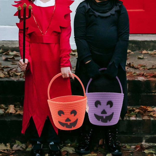 Halloween Basket for Kids, Trick or Treat Basket, Cute Pumpkin Candy Bucket, Boo Spooky Small Baskets, Jack O Lantern Bags for Girls/Boys Gift Baskets Empty7