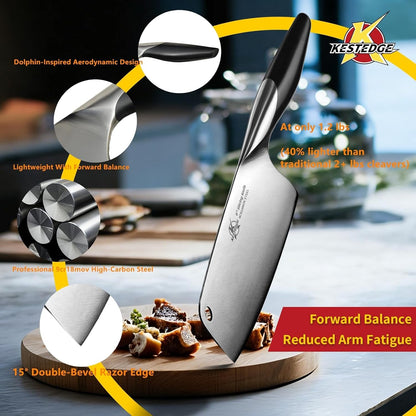 6 Inch Meat Cleaver, 9Cr18Mov Lightweight Butcher Knife4