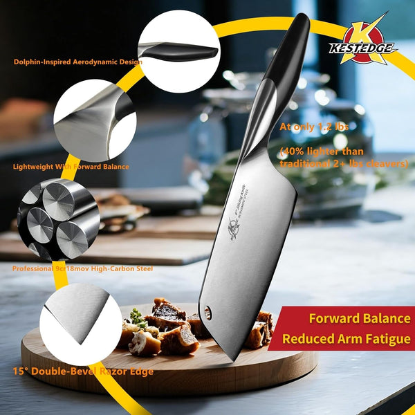 6 Inch Meat Cleaver, 9Cr18Mov Lightweight Butcher Knife4