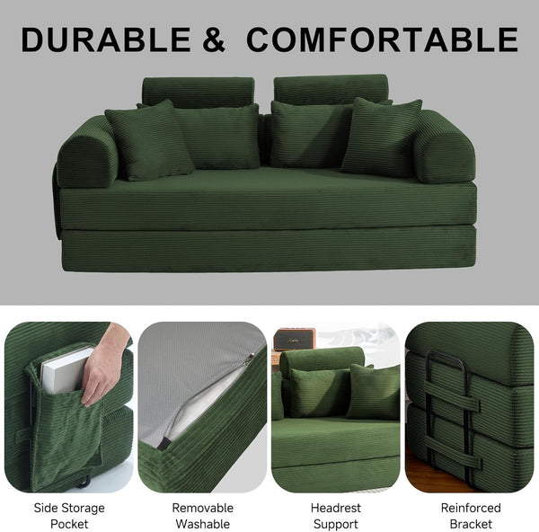 79" Convertible Futon Sofa Bed,High Back Boneless Couch for Living Room5