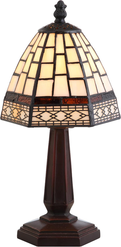 Carter Tiffany Style Stained Glass Table Lamp 12", Ivory/Cream1
