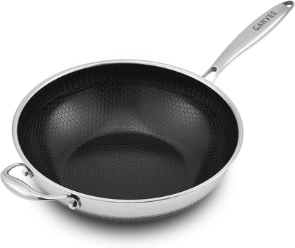 12 Inch Wok Pan,Pfoa Free Cookware,Non Stick Stainless Steel Woks & Stir-Fry Pans Nonstick, Dishwasher and Oven Safe, Works on Induction1