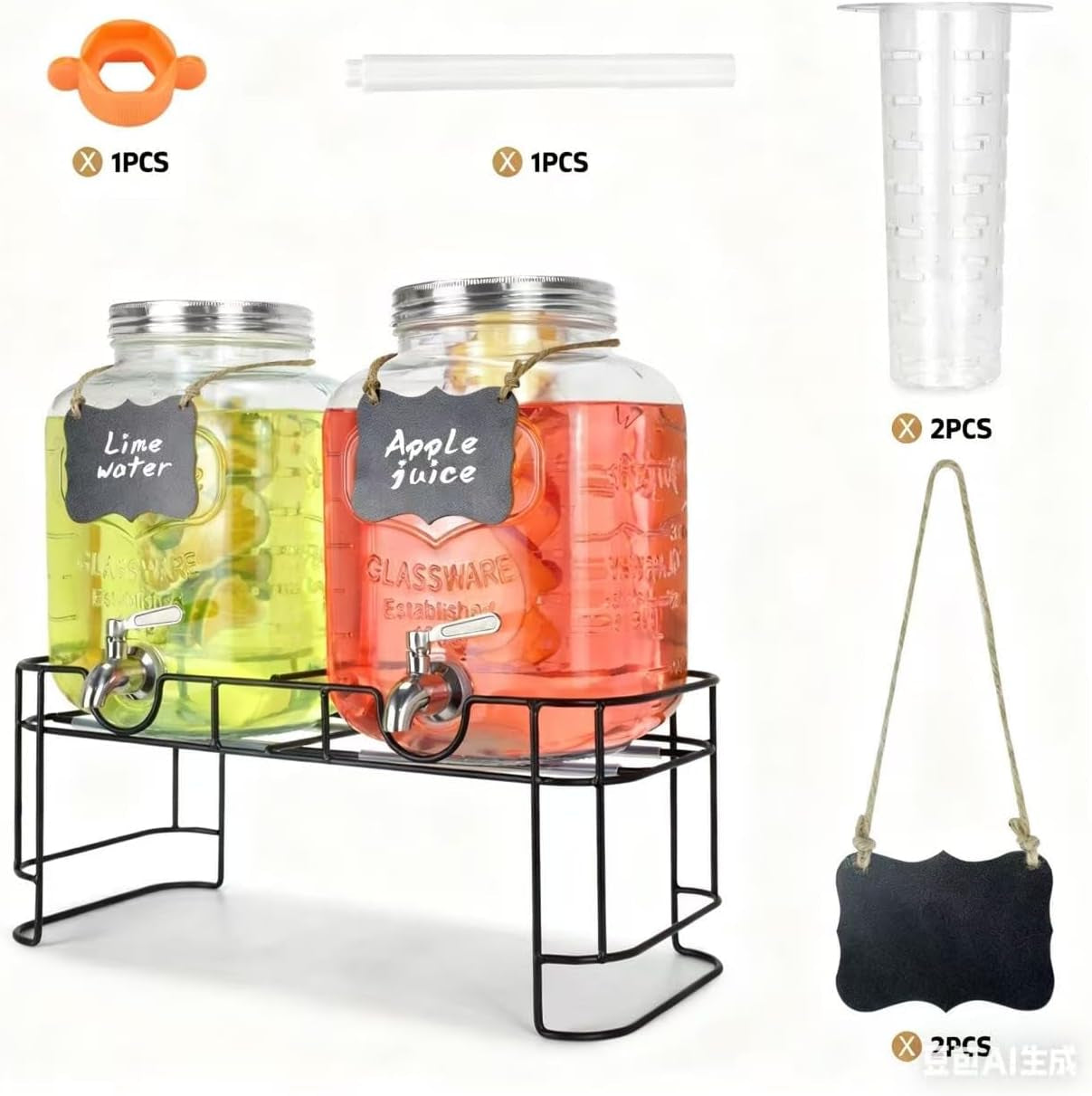 1-gallon-glass-drink-dispensers-for-parties-2pack-beverage-dispenser-glass-drink-dispenser-with-stand-and-stainless-steel-spigot-100-leakproof-lemonade-dispenser-with-ice-cylinder-laundry-detergent