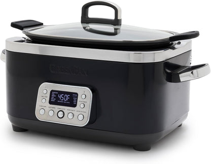 Elite 14-In-1 Nonstick 6QT Electric Slow Cooker, Pfas-Free Ceramic Multi-Cooker, In-Pot Browning, Dishwasher Safe Lid & Removable Crock, Stainless Steel Steamer, Silicone Handles, Black1