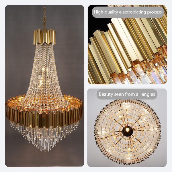 Modern Large Chandelier Light Crystal Chandelier High Ceiling Foyer Entryway Gold Luxury Pendant Hanging Light Fixture UL Listed Ceiling Light for Living Room, Foyer, Dining Room, Staircase4