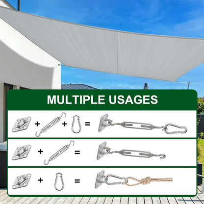 44 Pcs Shade Sail Hardware Kit 6 Inch Outdoor Sun Sail Accessories | 304 Stainless Steel Turnbuckles & Brackets for Triangle/Rectangle Sails, Patio Canopy Installation Hardware Set5