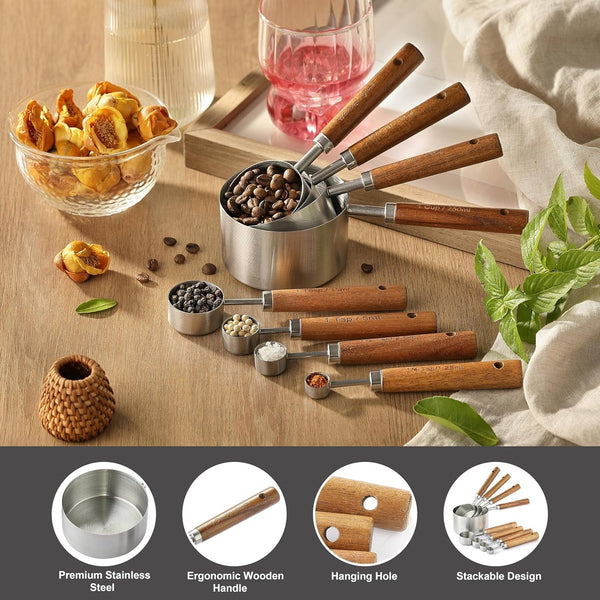 Stainless Steel Metal Measuring Cups and Spoons Set, 8 Pack3