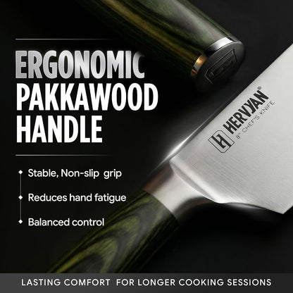 8 Inch Professional Chef Knife - Ultra Sharp German-Inspired Precision Blade High-Carbon Stainless Steel, Ergonomic Pakkawood Handle, Blade Guard and Gift Box for Home Cooks and Restaurants7