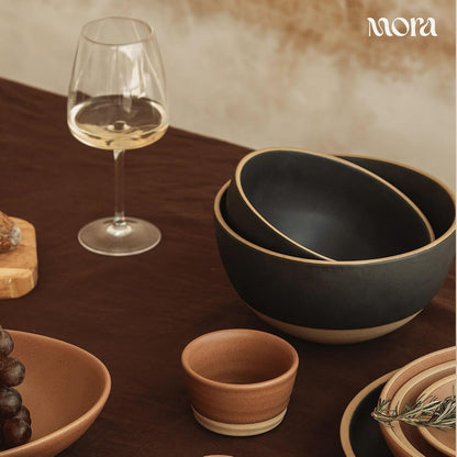 Mega and Giant Bowls Set of 2, 5.5 and 3.5 Qt Ceramic Pottery Mixing Bowls - Microwave and Dishwasher Safe - Liquorice7