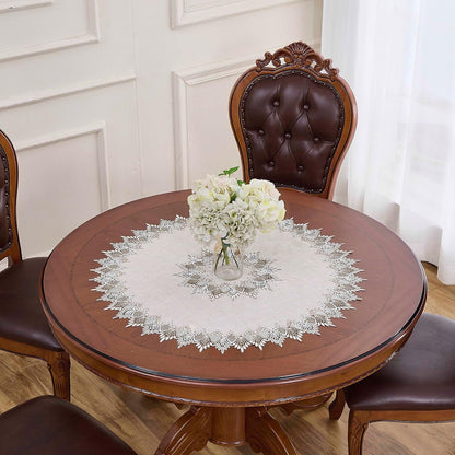 Natural Linen Decorative Lace Doily 33 Inches round Table Topper2