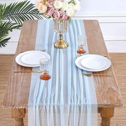 Boho Gauze Cheesecloth Table Runner 120 Inch Seasonal Fabric Kitchen Linen6