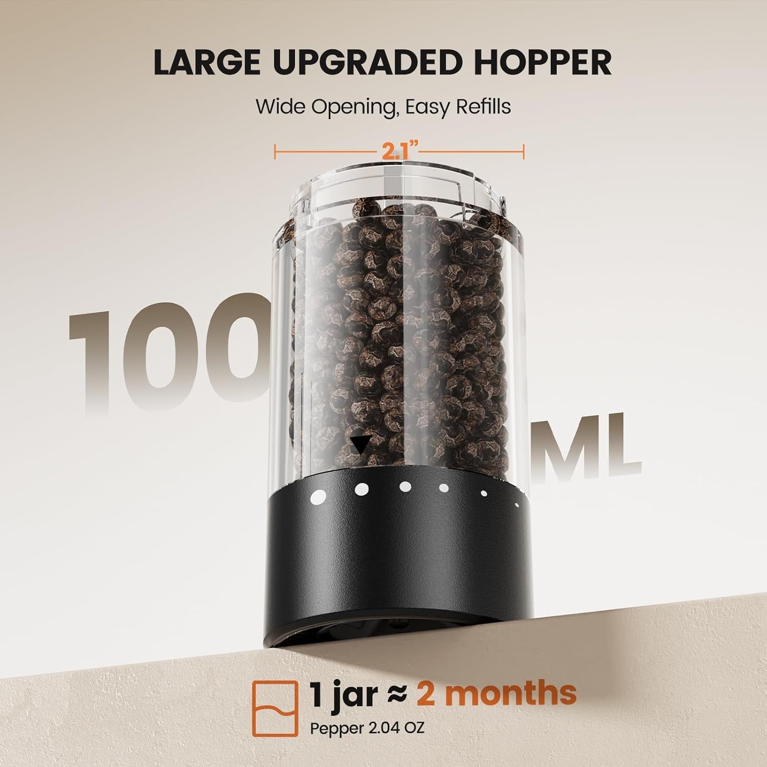 electric-salt-and-pepper-grinder-set-rechargeable-automatic-salt-and-pepper-shakers-kitchen-appliances-with-external-adjustable-coarseness-larger-hopper-for-cooking-home-gifts2-pack-black-black