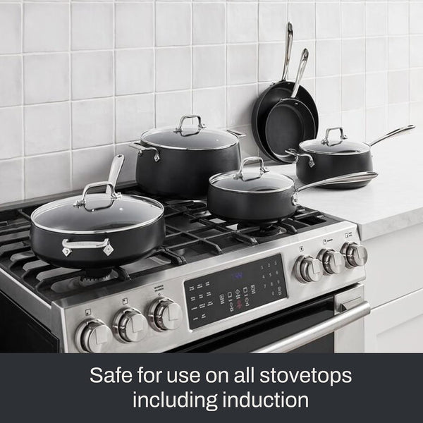 All-Clad HA1 Expert Hard Anodized Nonstick Cookware Set (10 Piece) Pots, Frying Pans, Dishwasher-Safe, Oven-Safe up to 500°F Compatible with All Stovetops (Gas, Electric & Induction) - Black9