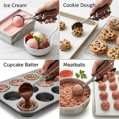 Ice Cream Scoop, 18/8 Stainless Steel Cookie Scoop, Cookie Scoops for Baking, 2 Tbsp/ 30 Ml/ 1 Oz Cookie Dough Scoop, Ice Cream Scooper with Trigger Release, Cookie Scooper for Baking4
