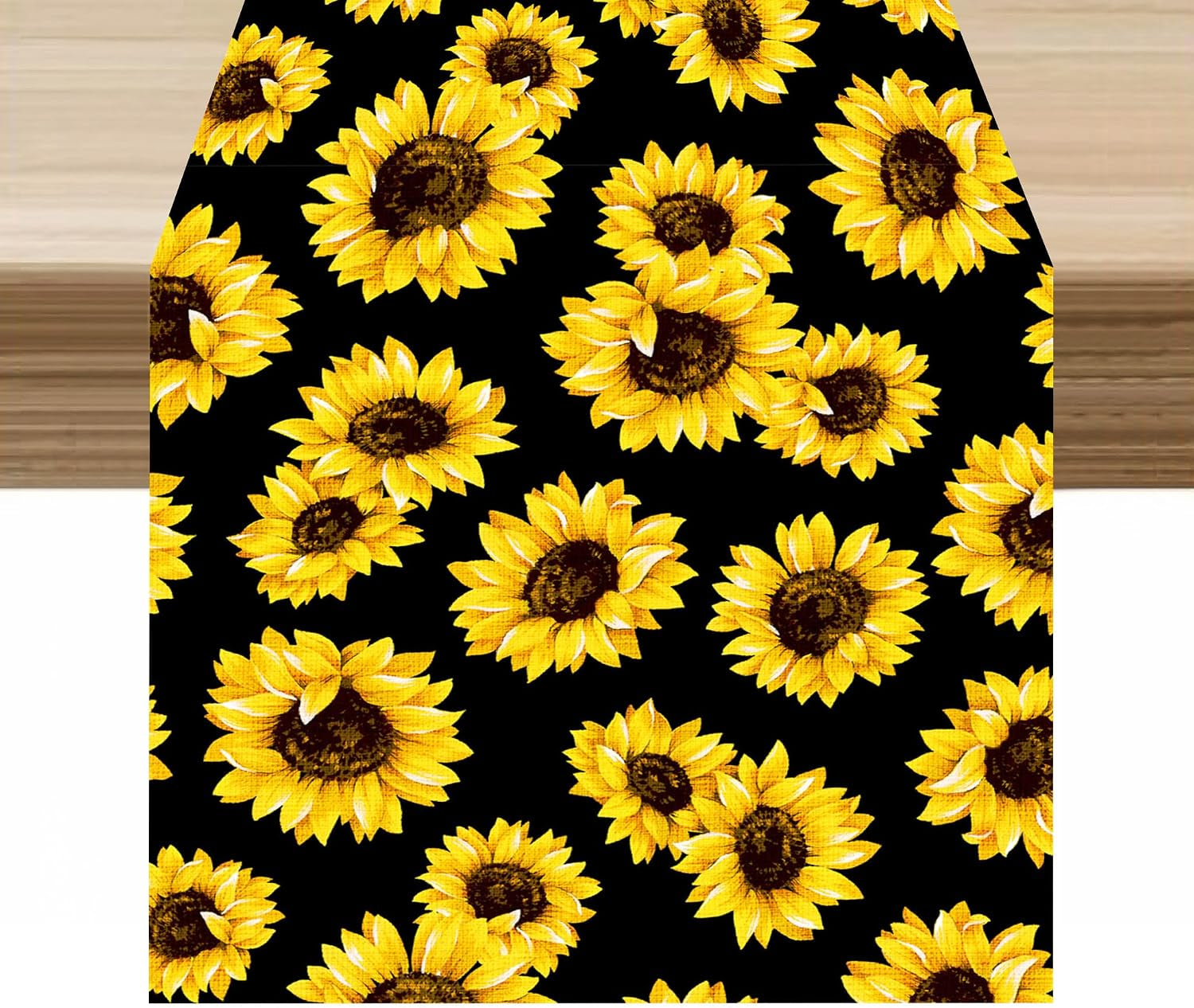 sunflower-table-runner-retro-flower-sunflowers-black-background-decor-for-indoor-outdoor-party-wedding-dinner-festivals-farmhouse-homes-kitchen-dining-room-13x90in