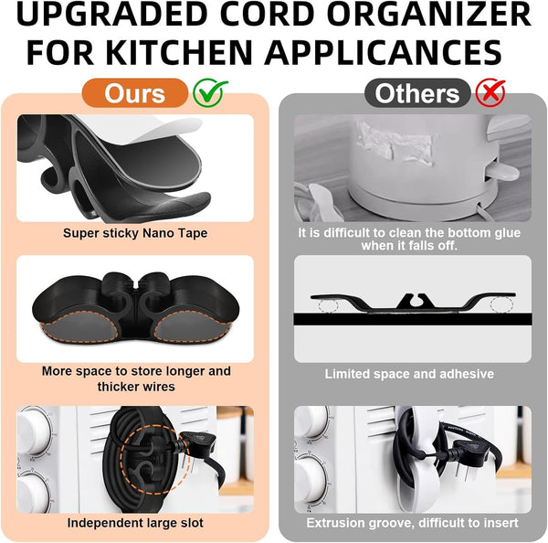 8PCS Cord Organizer for Appliances,Upgraded Appliance Cord Wrap | Appliance Cord Organizer Cord Kipper Cord Holder for Appliances Stick on Pressure Cooker, Coffee Maker, Air Fryer,Mixer4