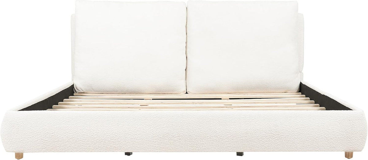 california-king-boucle-platform-bed-with-2-headboard-pillows-white