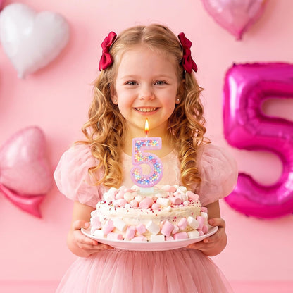 Number 2 Pink Macaron Birthday Candles, Macaron Themed Number Candles, Cake Number Candles, Party Celebration7