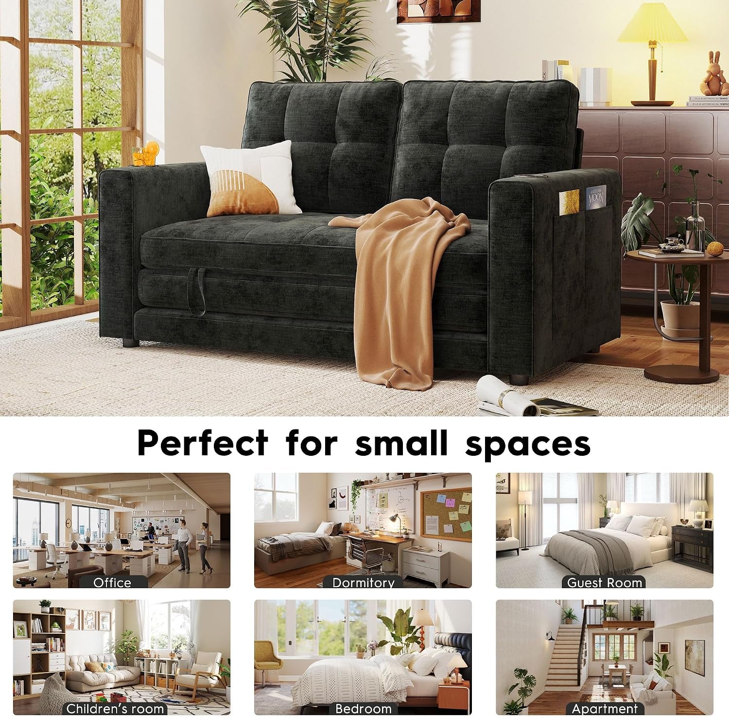 55-convertible-folding-sofa-bed-pull-out-couch-love-seat-sleeper-bed-small-fold-out-loveseat-sleeper-with-cup-holder-and-pillow-for-small-space-bedroom-lounge-dorm-living-roomblack-chenille