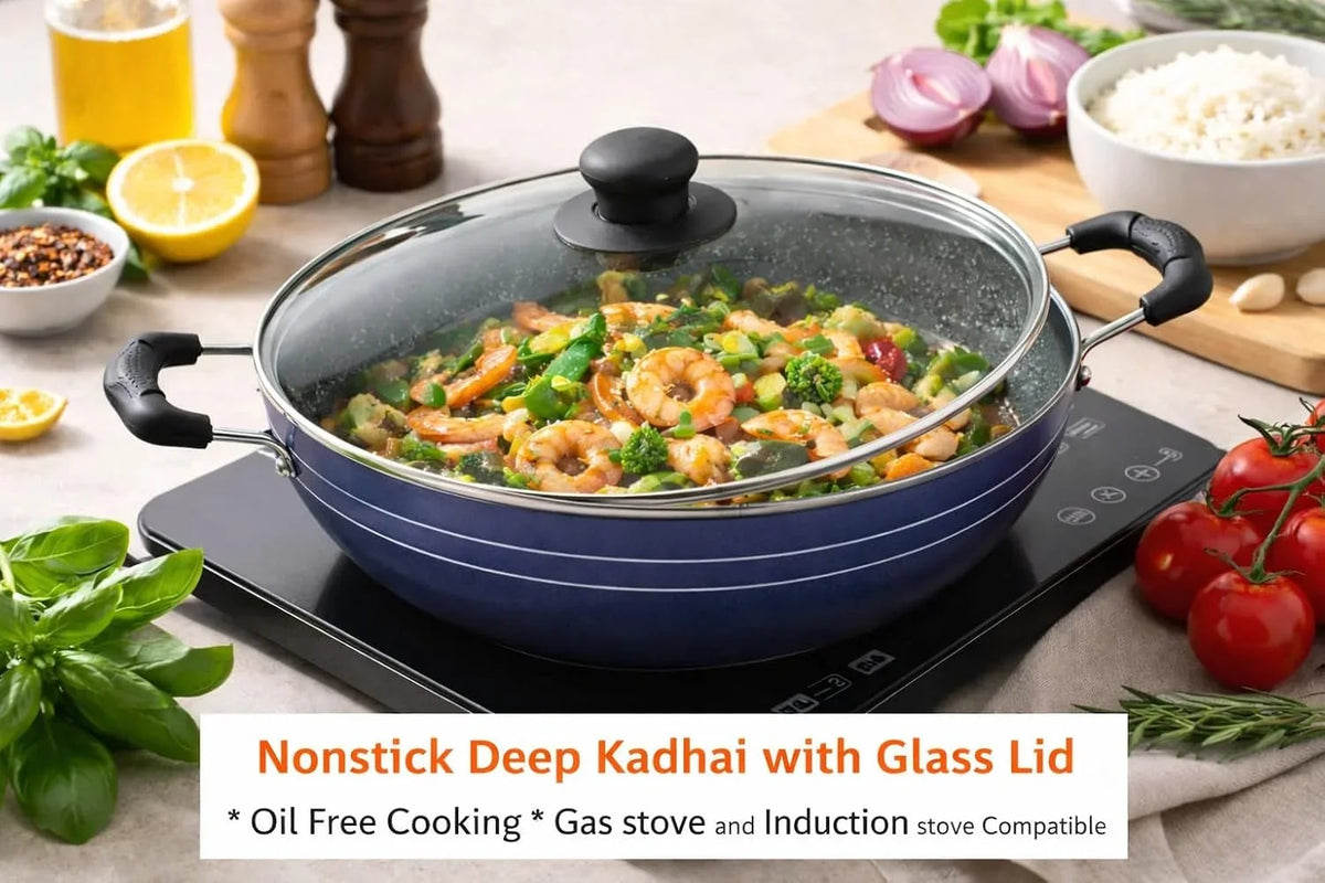 kadai-with-glass-lid-all-purpose-pan-nonstick-coating-kadhai-deep-stir-fry-for-gas-and-induction-cooktop-aluminium-skillet-wok-3mm-2-2-ltr-diameter-9-5-inch