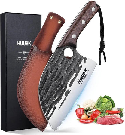 Meat Cleaver Knife with Sheath, Hand Forged Chopping Butcher Knives1