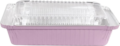 (40 Pack) 8X8 Square Aluminum Baking Cake Pans with Clear Lids - Pink Foil Pans with Lids - Disposable Food Containers Great for Cooking, Heating, Storing, Prepping Food8