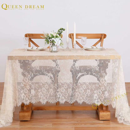 Ivory Lace Tablecloth 60X120 Inch Wedding Rectangular Table Cloth Overlay3