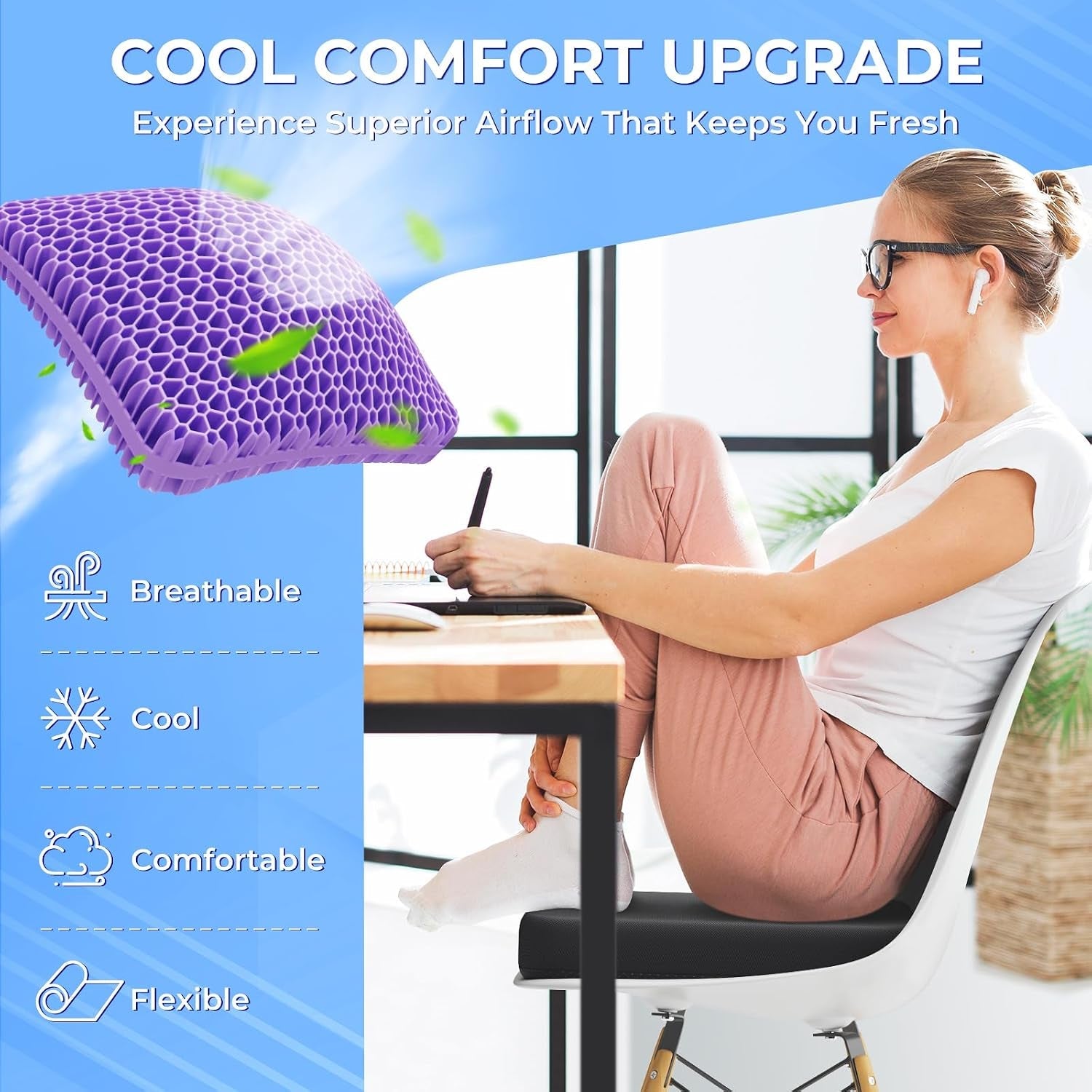 gel-seat-cushion-for-long-sitting-breathable-thick-patent-design-enlarged-cooling-chair-pad-for-office-chair-wheelchair-desk-chair-silicone-car-cushion-standard-black-violet