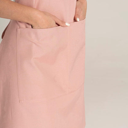 Kitchen Apron for Women & Men Waterdrop Resistant, Adjustable Button | Premium Cotton Cooking Apron with 2 Pockets, Gift, 15 Color Option, Powder Pink7