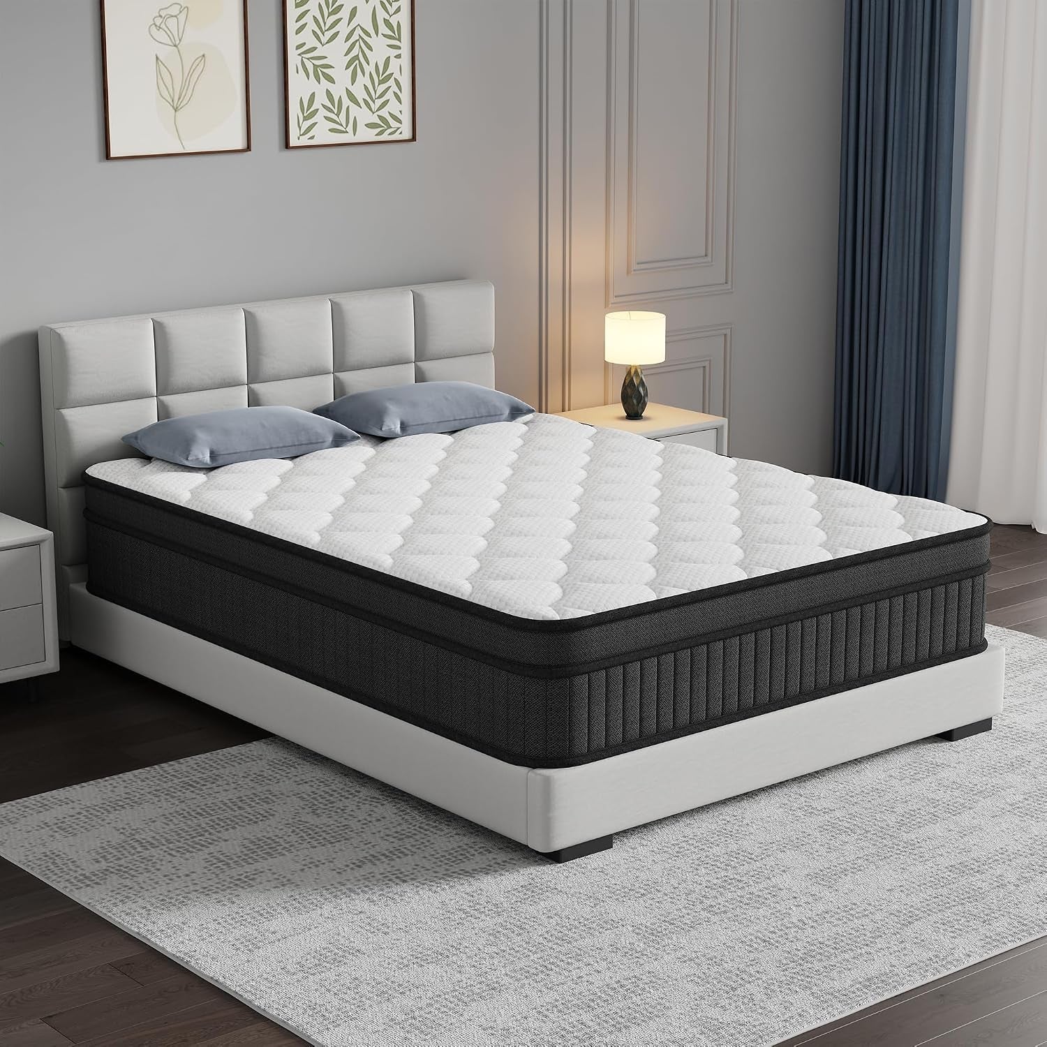 12-inch-queen-size-mattress-individually-wrapped-pocket-spring-mattress-in-a-box-medium-firm-breathable-skin-friendly-knit-cover-with-fireproof-sponge-pressure-relief-motion-isolation-white