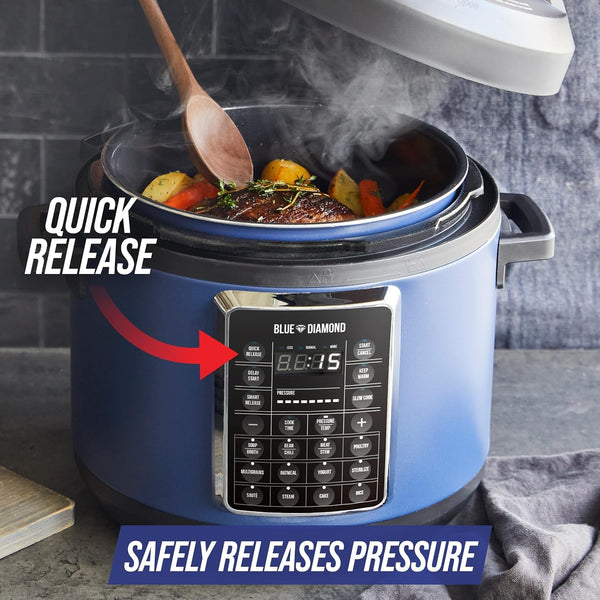 Ceramic Nonstick, 16-In-1 6QT Electric Pressure Cooker, Slow Cooker, Rice Cooker, Yogurt Maker, Saute, Steamer and More, Programable, Dishwasher Safe Pot, Pfas-Free, Blue7