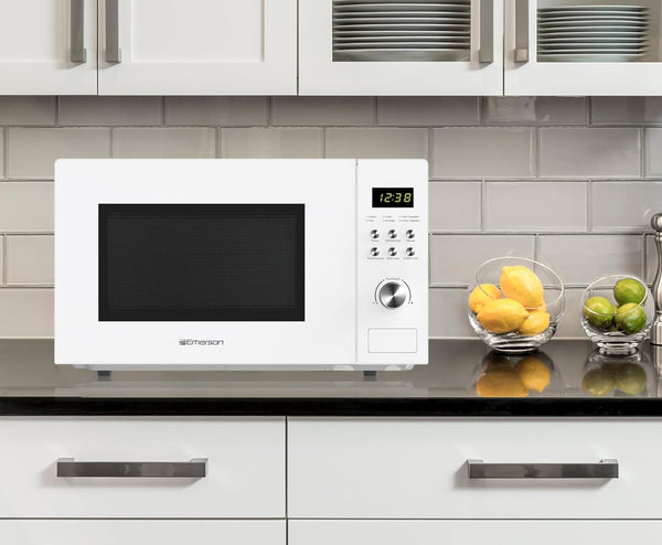 MW1101W Countertop Microwave Oven with Button Control, LED Display 1000W, 10 Power Levels, 6 Auto Menus, Glass Turntable and Child Safe Lock, 1.1 Cu. Ft., White8