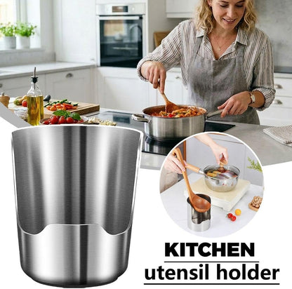 2 In1 Multi-Functional Kitchen Utensil Holder, Heavy Duty Stainless Steel Pot Lid & Spoon Rack, Space-Saving Vertical Stand for Spatulas,Tongs,Ladles, Countertop Organizer,Thickened Storage Stand(1Pc2
