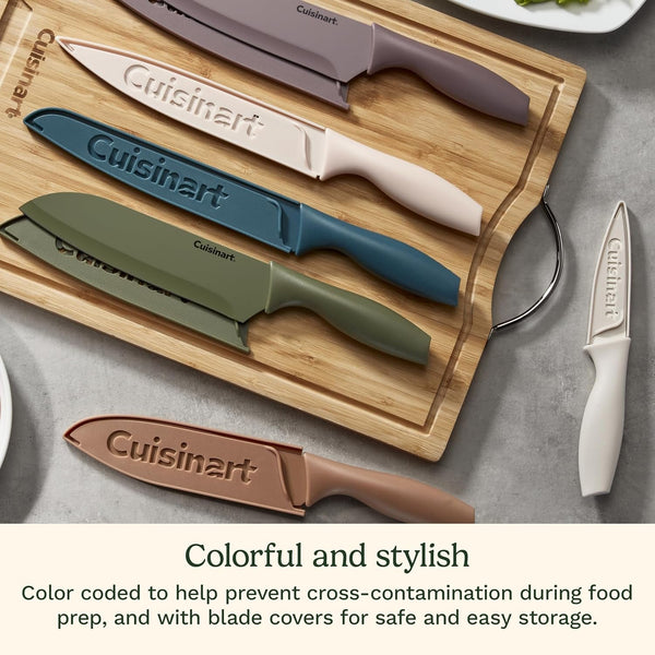 Advantage 12-Piece Kitchen Knife Set, Professional-Quality Nonstick Coated Stainless Steel Knives with Covers, Nonstick Color Coating for Easy Slicing, Ergonomic Handles, G1022-12M3