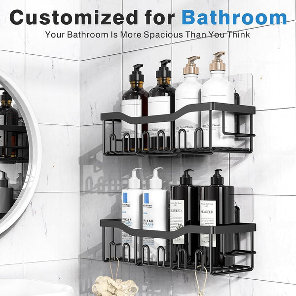 Shower Caddy 2 Pack,Adhesive Shower Organizer for Bathroom Storage&Home Decor&Kitchen Organizers and Storage,No Drilling,Large Capacity,Rustproof Stainless Steel Bathroom Organizer,Bathroom Decor Sets2