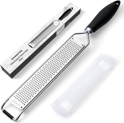 304 Stainless Steel Citrus Lemon Zester Spice Ginger Garlic Grater Black1