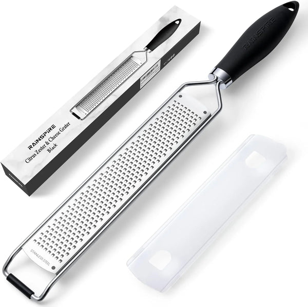 304 Stainless Steel Citrus Lemon Zester Spice Ginger Garlic Grater Black1