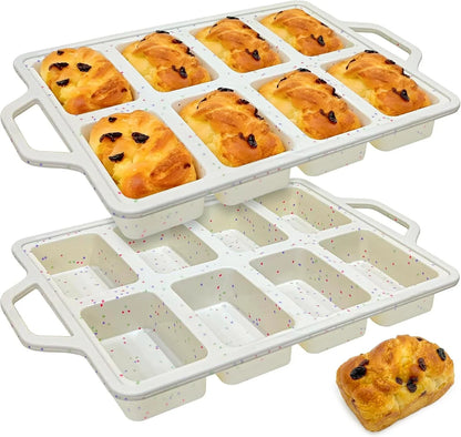 Silicone Mini Loaf Pans – 2 Pack, 8 Cavity Silicone Molds for Baking, Non-Stick Silicone Baking Pan1