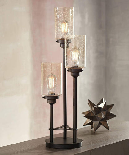 Libby 30" Large Table Lamp Edison Bulb LED Bronze Seeded Metal Glass2