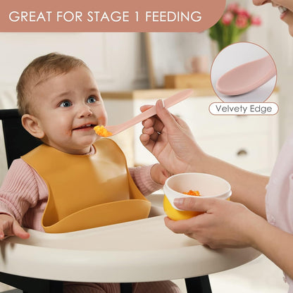 6-Piece Silicone Baby Feeding Spoons, First Stage Infant Spoons, Soft-Tip Easy on Gums I Baby Training Spoon | Infant Utensils Feeding Supplies, Dishwasher & Boil-Proof5