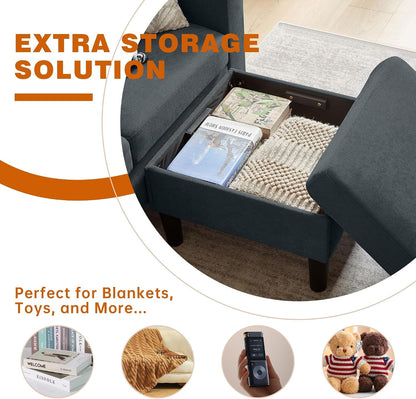 80" Convertible Sectional Sofa Couch with Movable Ottoman, 3 Seats Sectional Sofas L Shaped Couch for Small Spaces, Soft Fabric Couch for Living Room (Dark Grey)7