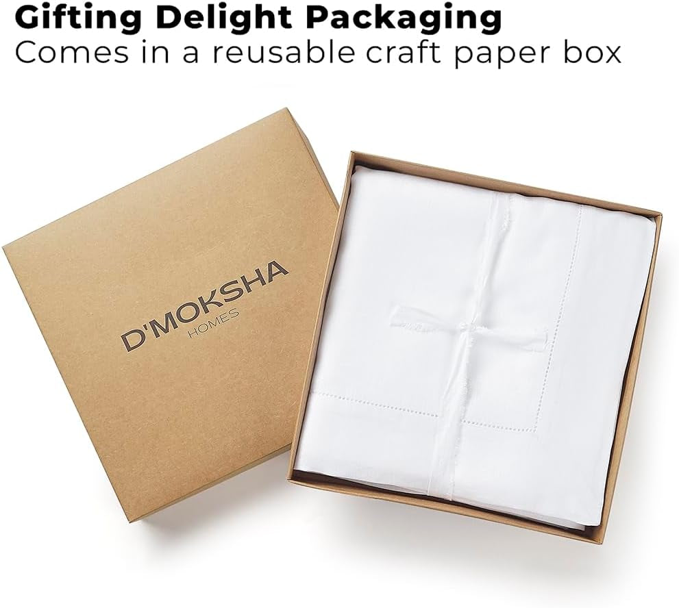 signature-linen™-by-dmoksha-white-tablecloth-rectangle-tablecloth-60-x-144-inch-100-pure-linen-hemstitch-machine-washable-long-table-cloth-for-dining-fall-weddings-outdoor-hosting