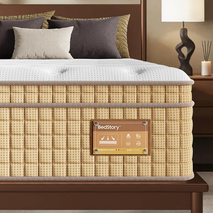 Firm Mattress Queen Size, 12 Inch Hybrid Mattresses in a Box with Cooling Gel & Pocket Springs for Back Pain Relief and Couples, Certipur-Us Certified, Fiberglass-Free1