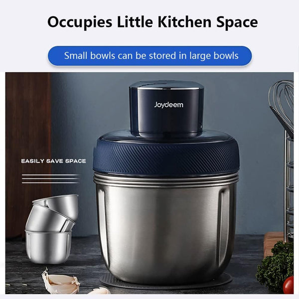 JD-376B Electric Food Processor,Meat Grinder with Garlic Peeler,Vegetable Fruit Chopper with 3 Stainless Steel Bowls,Blue5